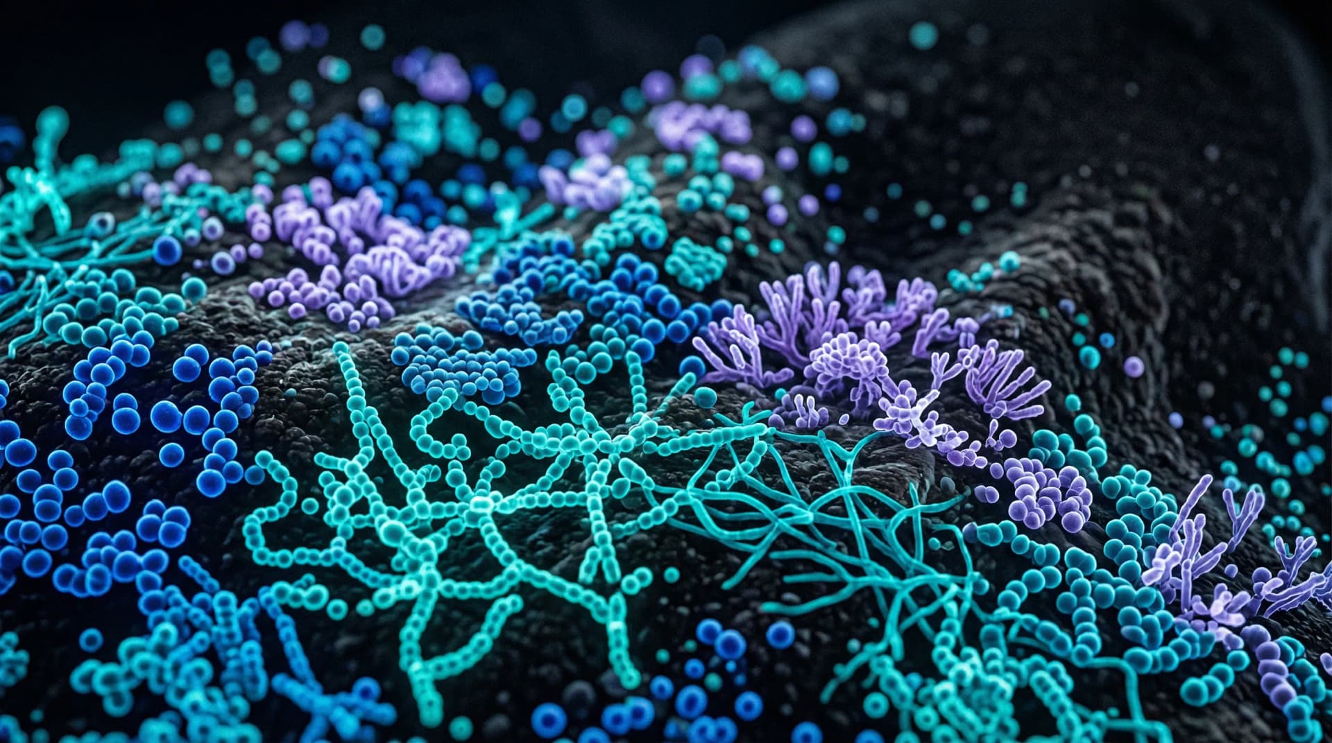 Macro view of bacterial colonies forming biofilm on a tooth surface