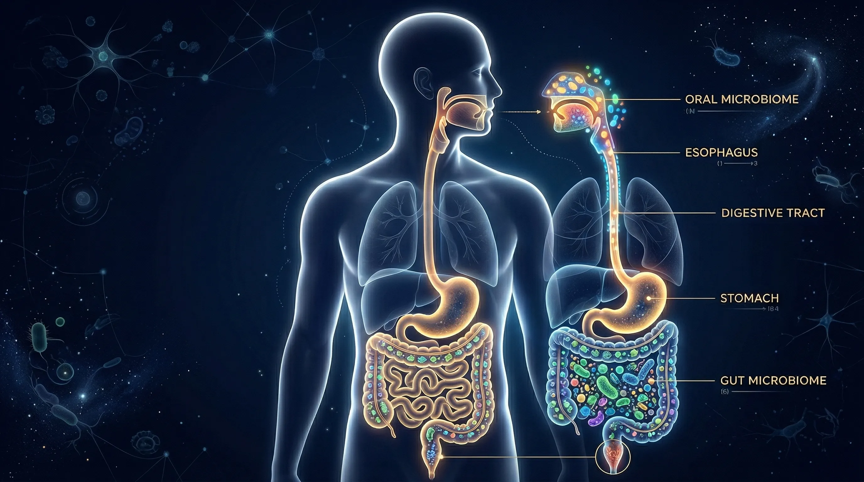 Diagram showing the bidirectional gut-mouth connection